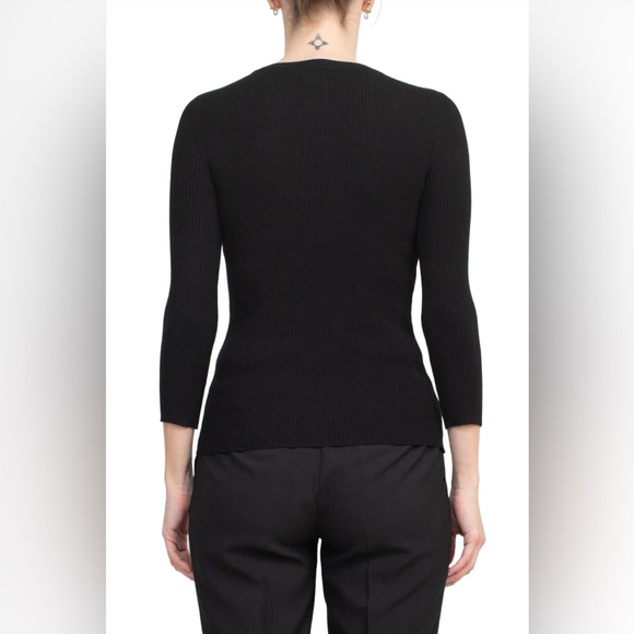 Carmen Marc Valvo black cutout rib knit sL - Picture 7 of 8